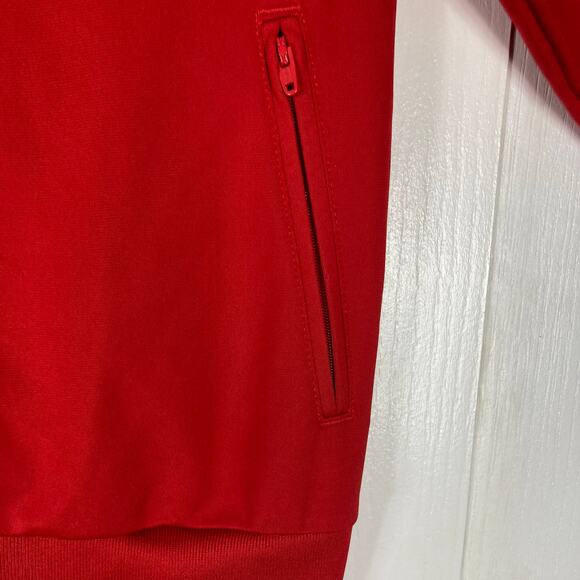 NWT ADIDAS Track Jacket UK 8/US 4 Red Firebird White 3-Stripe Logo Zip Cotton - Picture 6 of 11